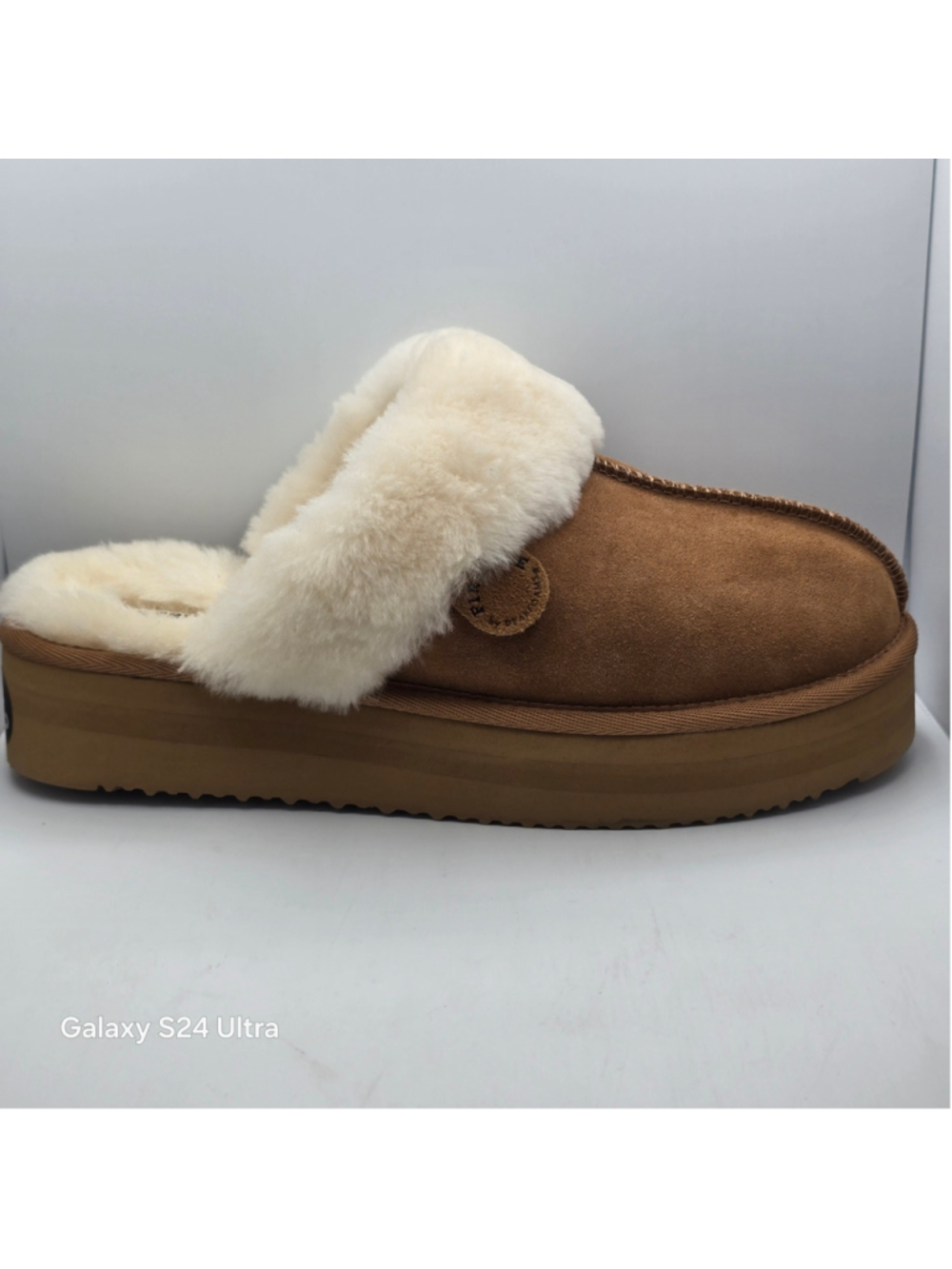 Women's Fireside Platform Slippers Brown White Size 10